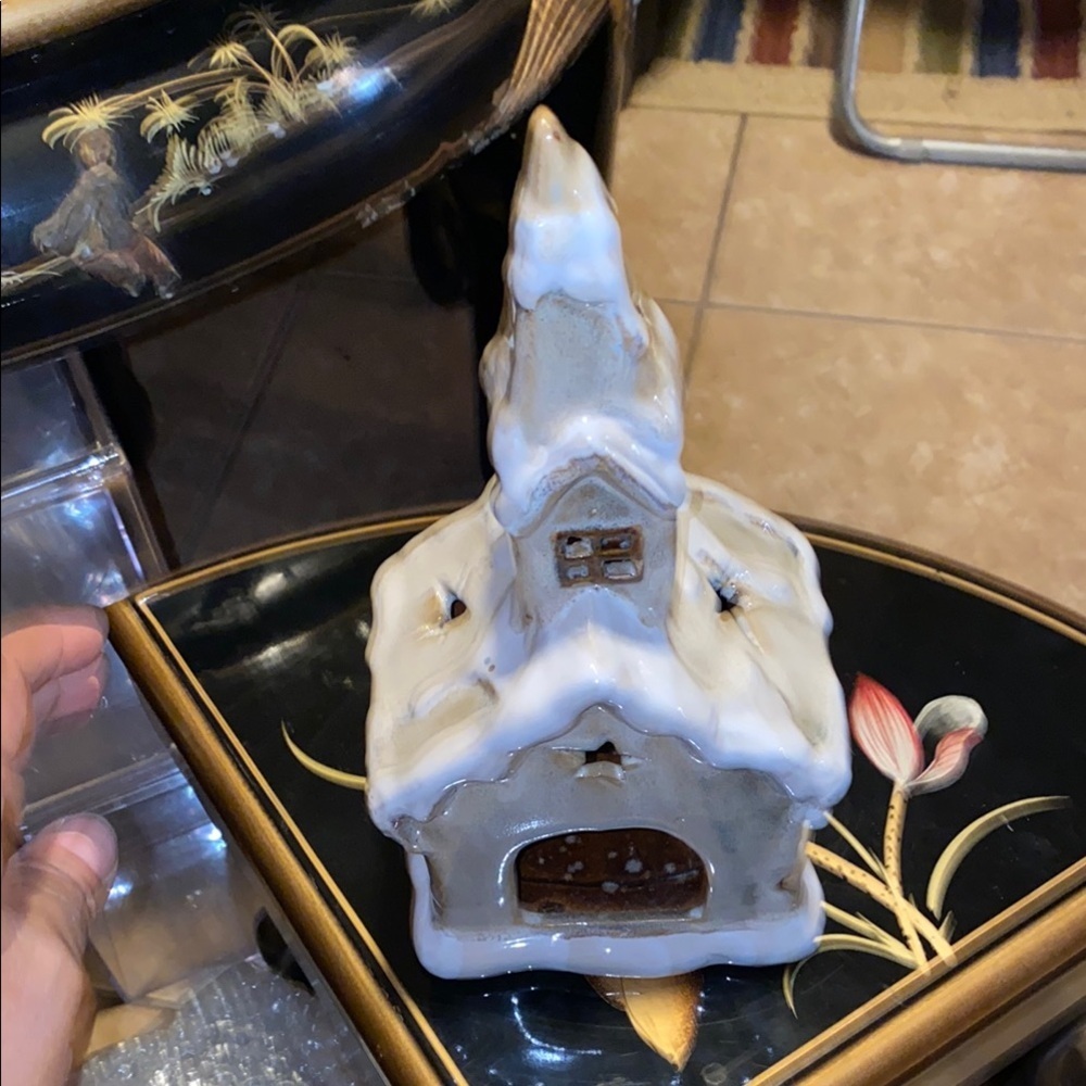 BX46 Vintage Candle Burner Holiday Village House with White and Gold - Picture 5 of 8